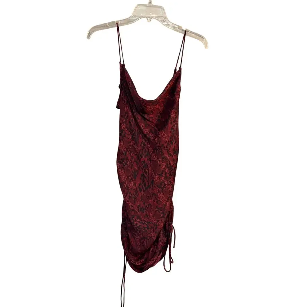 Free People Size Small Red Black Twilight Combo Day to Night Printed Slip Dress
